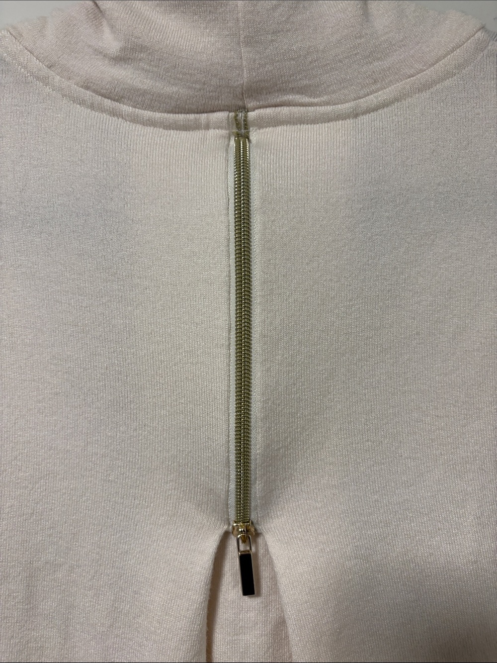 Italian Cream Cowl Neck Knit Sweater with gold fleck trim - Picture 6 of 8